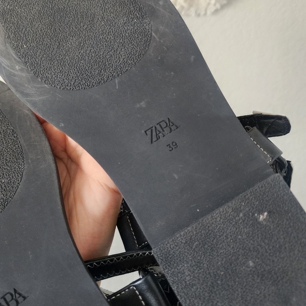 Zara Flat Jute Espadrille Slingback Strappy Black Sandal Boho Vacation Retro 39 - Picture 8 of 8